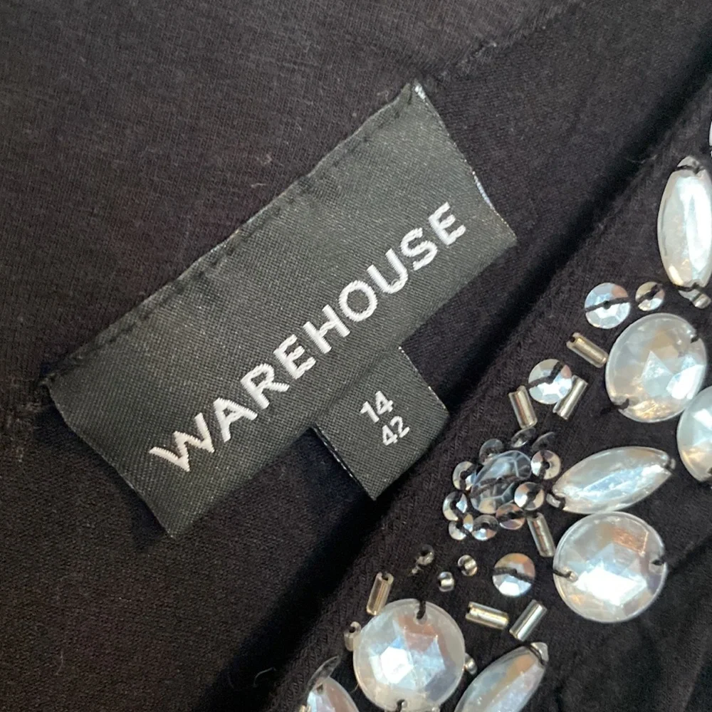 Black Warehouse dress with gemstone detail front and back. Great condition. - Picture 3 of 4